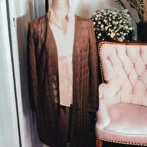 WHITE HOUSE-BLACK MARKET | ✨♠️ Soft & Silky Long Black Cardigan | EUC ✨ size S